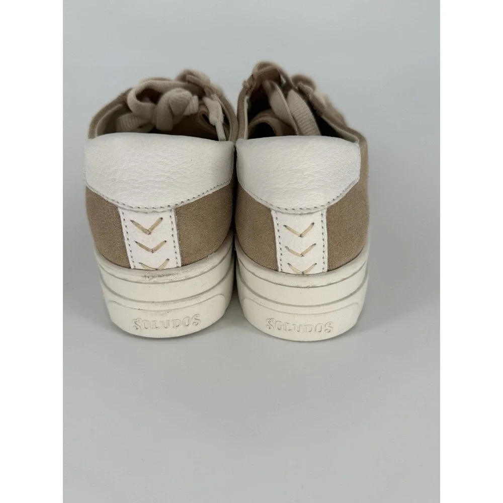 Soludos Sneakers‎ Women's Ibiza Leather Lace Up Beige Tan Suede Coastal Shoes 8